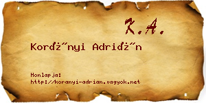 Korányi Adrián névjegykártya